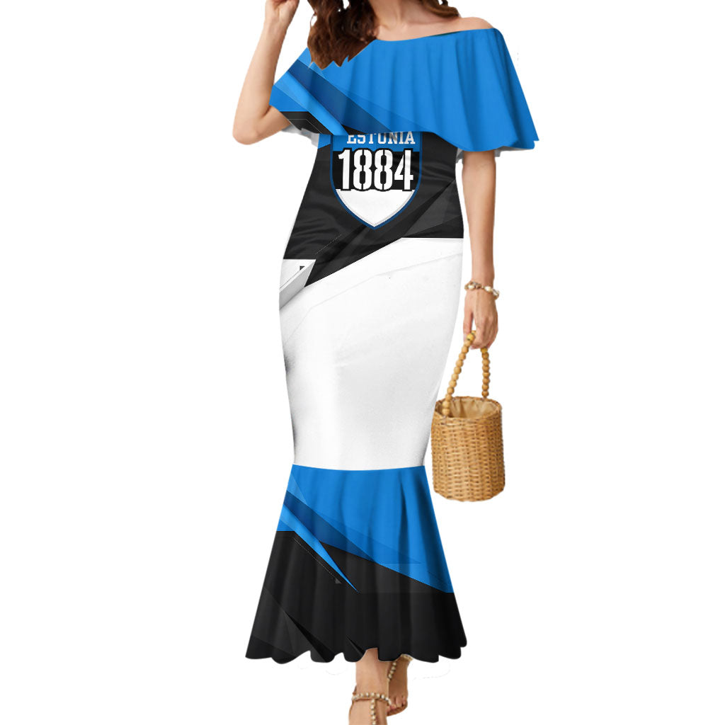 Estonia Flag 1884 Freedom Mermaid Dress Geometric Lion Crest National Pride