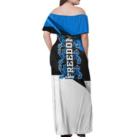 Estonia Flag 1884 Freedom Off Shoulder Maxi Dress Geometric Lion Crest National Pride
