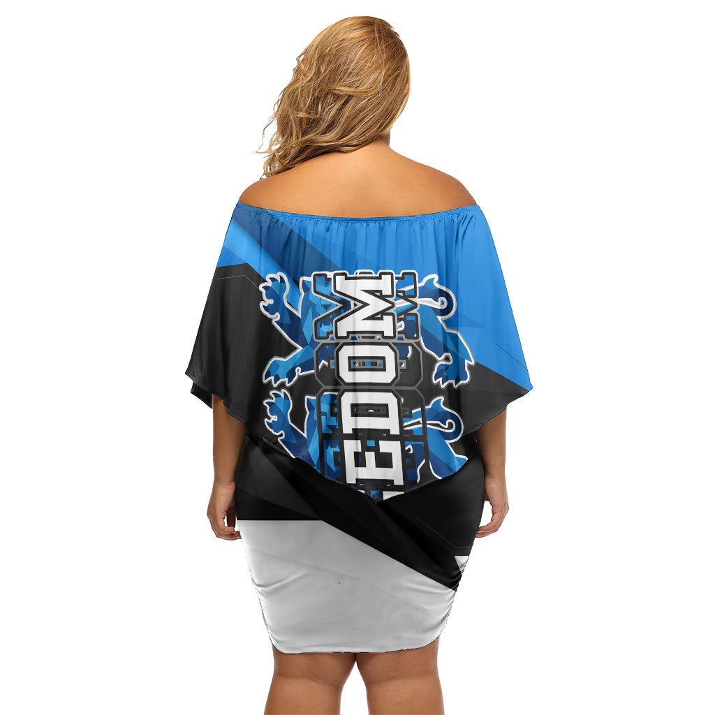 Estonia Flag 1884 Freedom Off Shoulder Short Dress Geometric Lion Crest National Pride