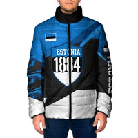 Estonia Flag 1884 Freedom Padded Jacket Geometric Lion Crest National Pride