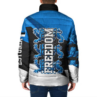 Estonia Flag 1884 Freedom Padded Jacket Geometric Lion Crest National Pride