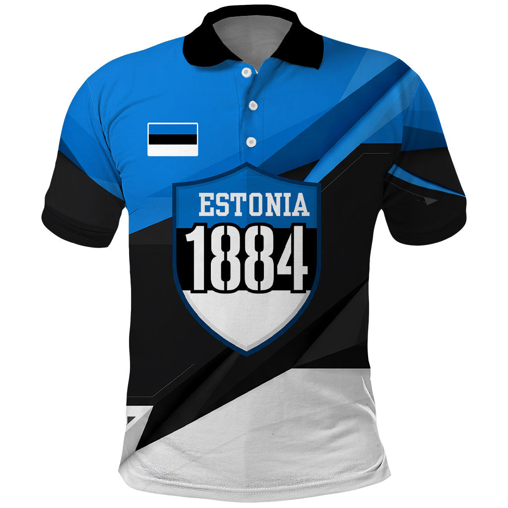 Estonia Flag 1884 Freedom Polo Shirt Geometric Lion Crest National Pride