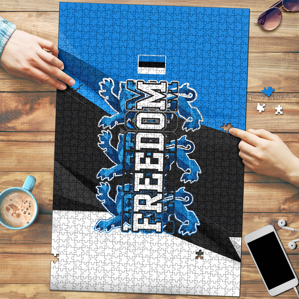 Estonia Flag 1884 Freedom Puzzle Geometric Lion Crest National Pride