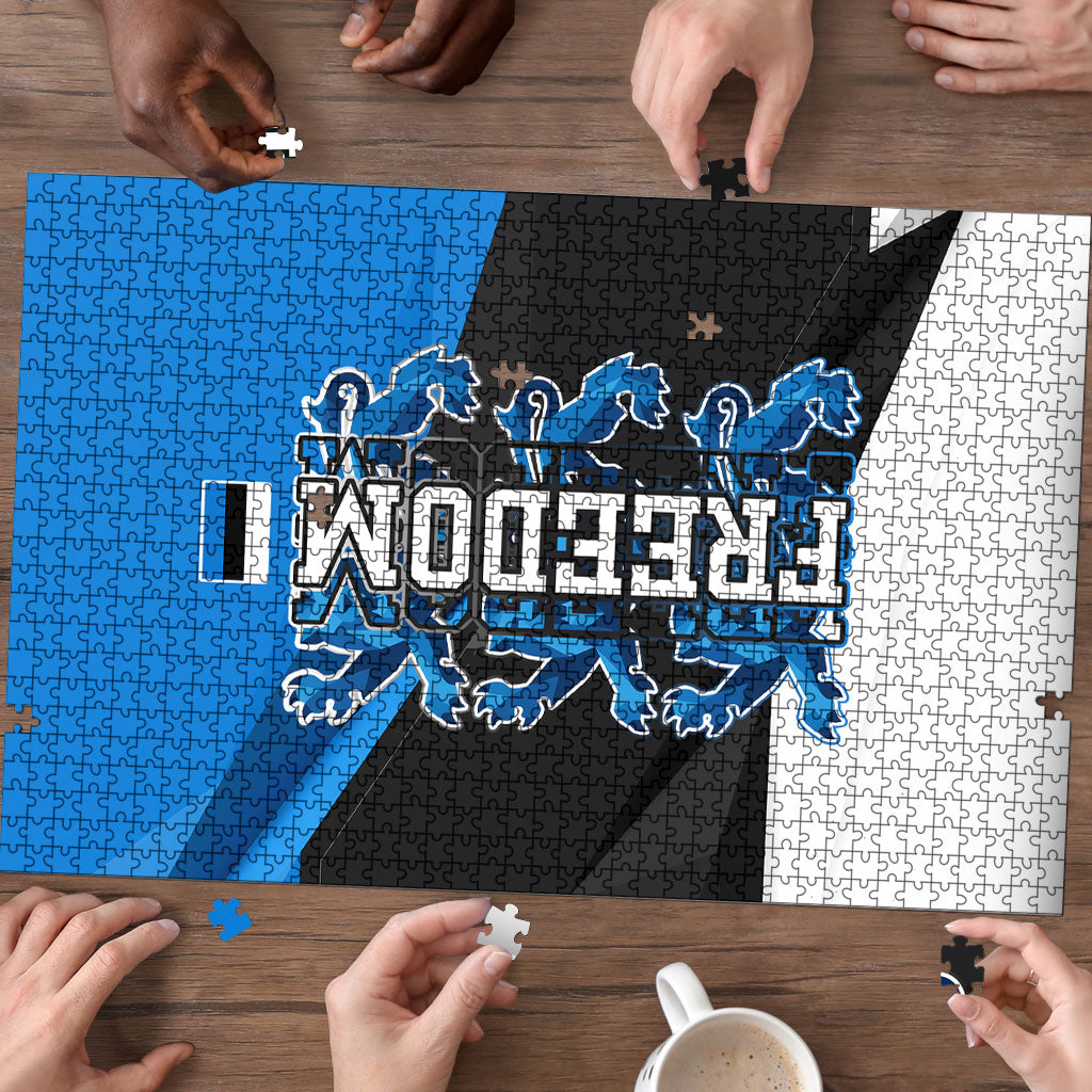 Estonia Flag 1884 Freedom Puzzle Geometric Lion Crest National Pride