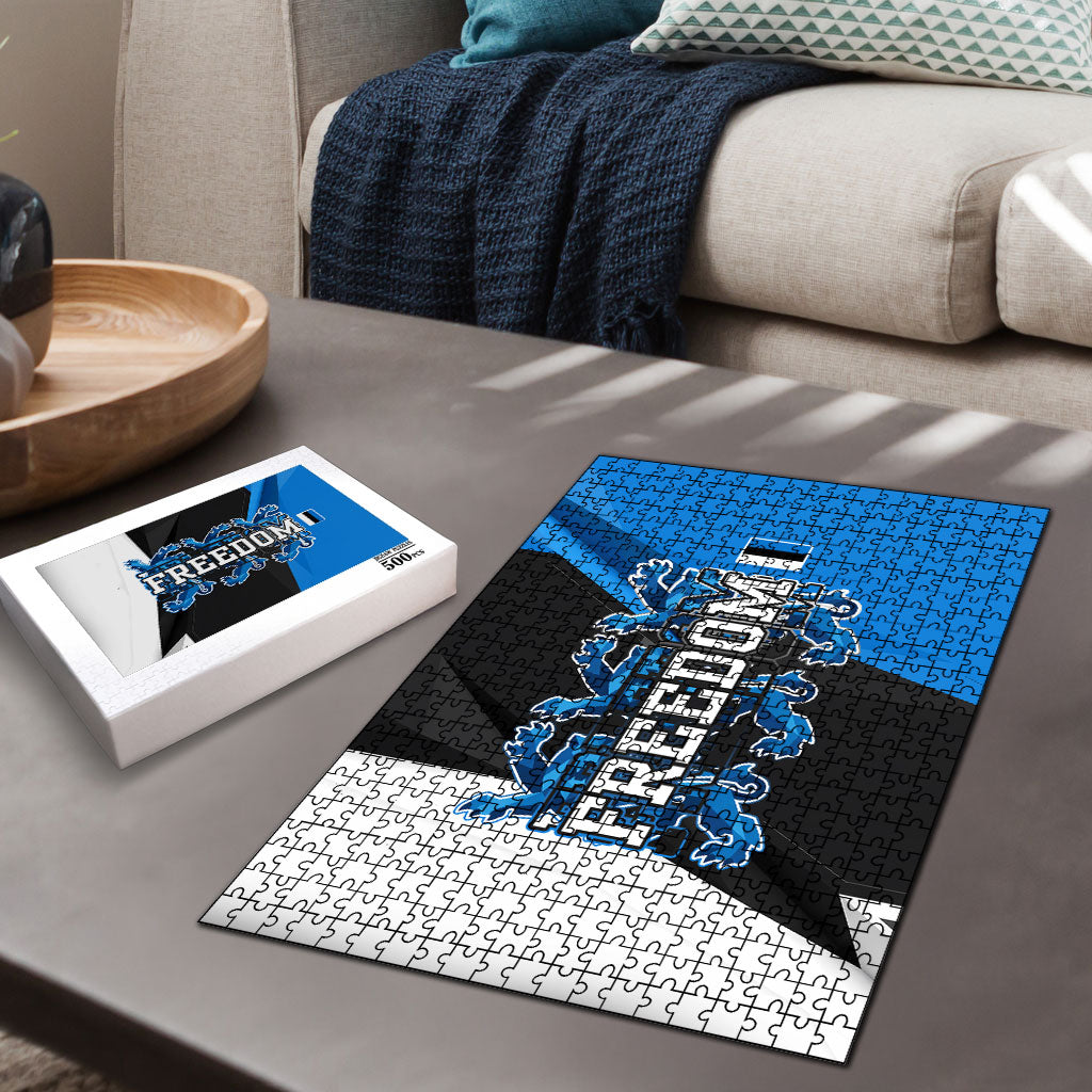 Estonia Flag 1884 Freedom Puzzle Geometric Lion Crest National Pride