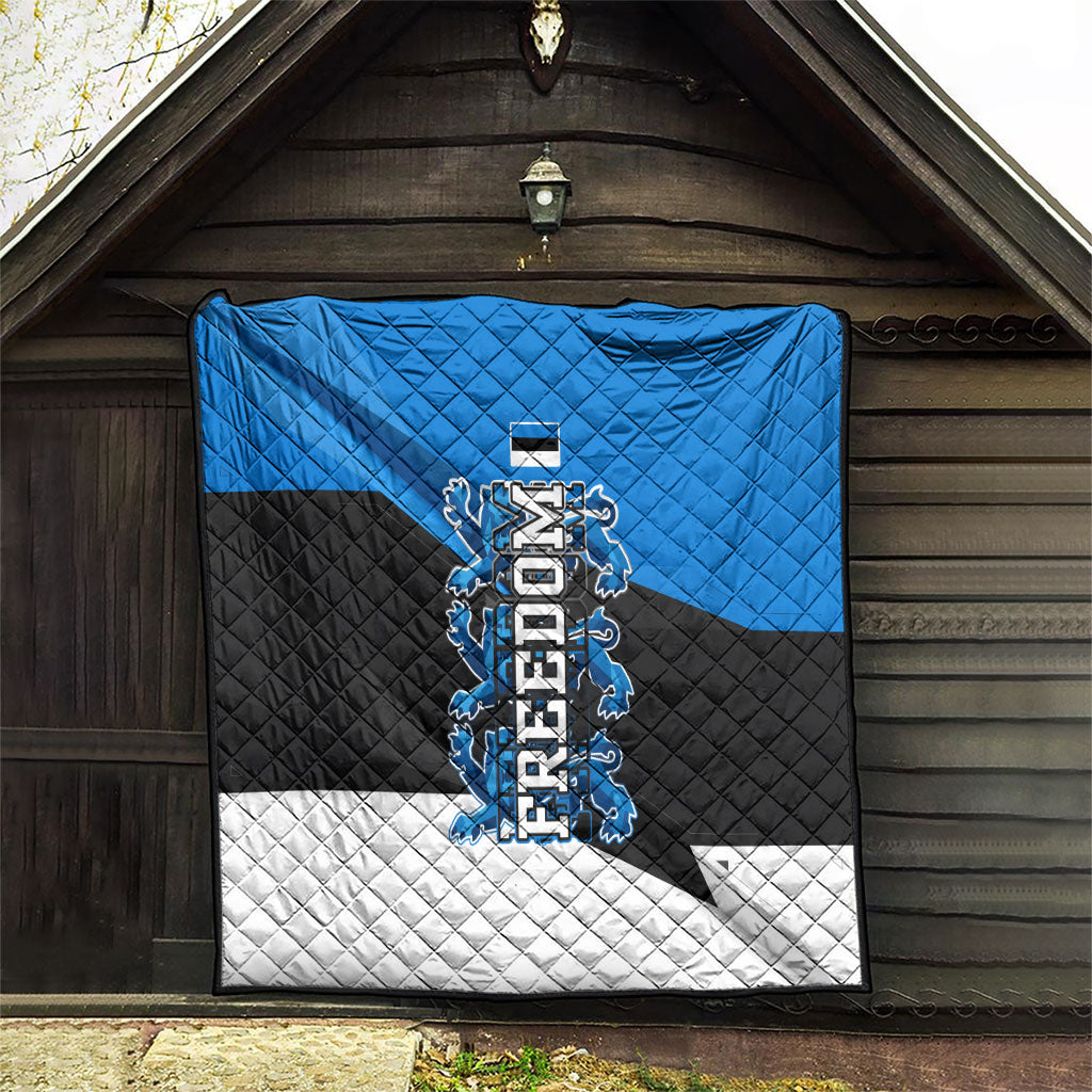 Estonia Flag 1884 Freedom Quilt Geometric Lion Crest National Pride