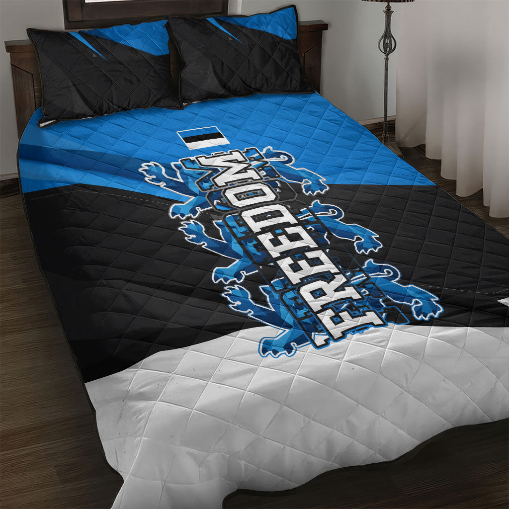 Estonia Flag 1884 Freedom Quilt Bed Set Geometric Lion Crest National Pride