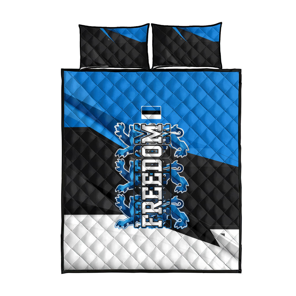 Estonia Flag 1884 Freedom Quilt Bed Set Geometric Lion Crest National Pride
