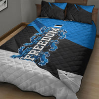 Estonia Flag 1884 Freedom Quilt Bed Set Geometric Lion Crest National Pride