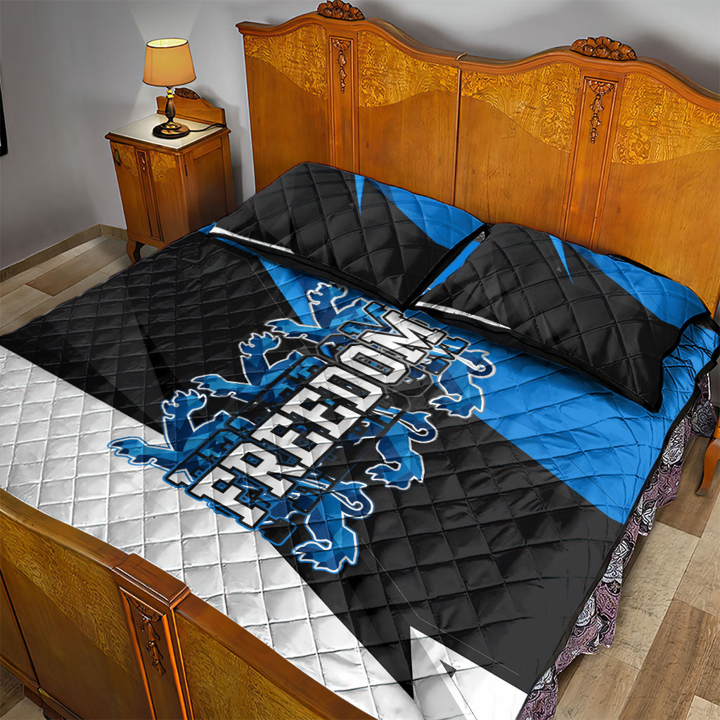 Estonia Flag 1884 Freedom Quilt Bed Set Geometric Lion Crest National Pride