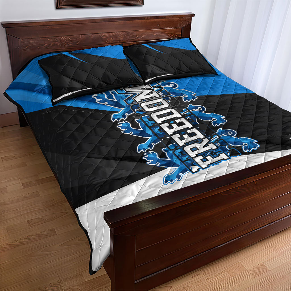 Estonia Flag 1884 Freedom Quilt Bed Set Geometric Lion Crest National Pride