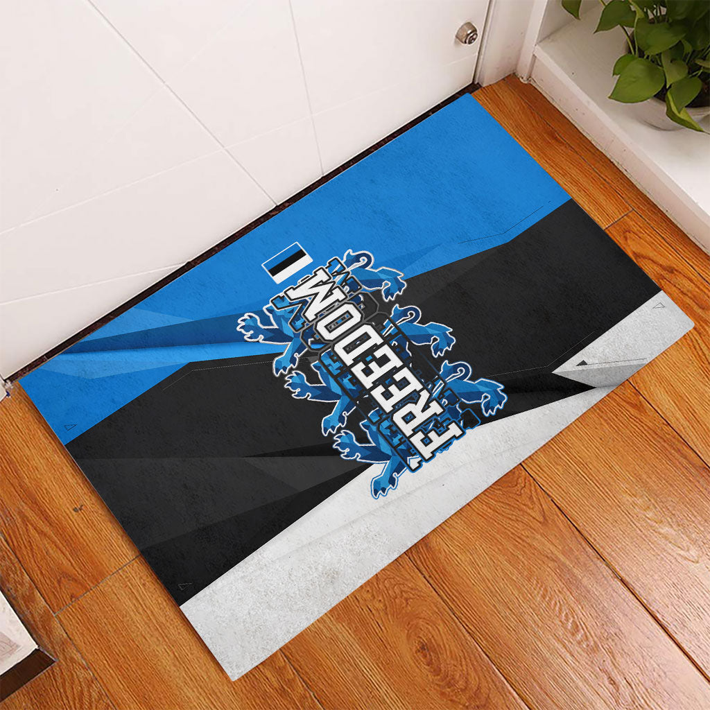 Estonia Flag 1884 Freedom Rubber Doormat Geometric Lion Crest National Pride