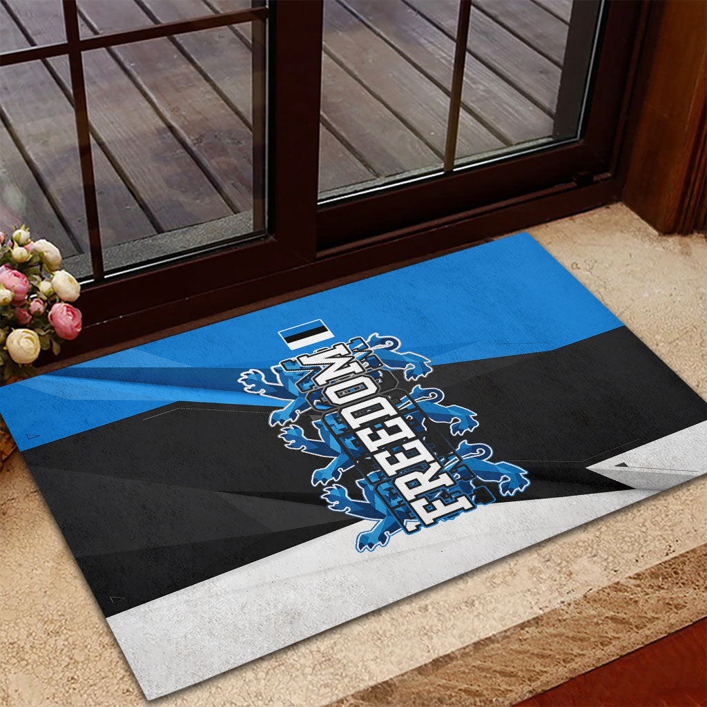 Estonia Flag 1884 Freedom Rubber Doormat Geometric Lion Crest National Pride