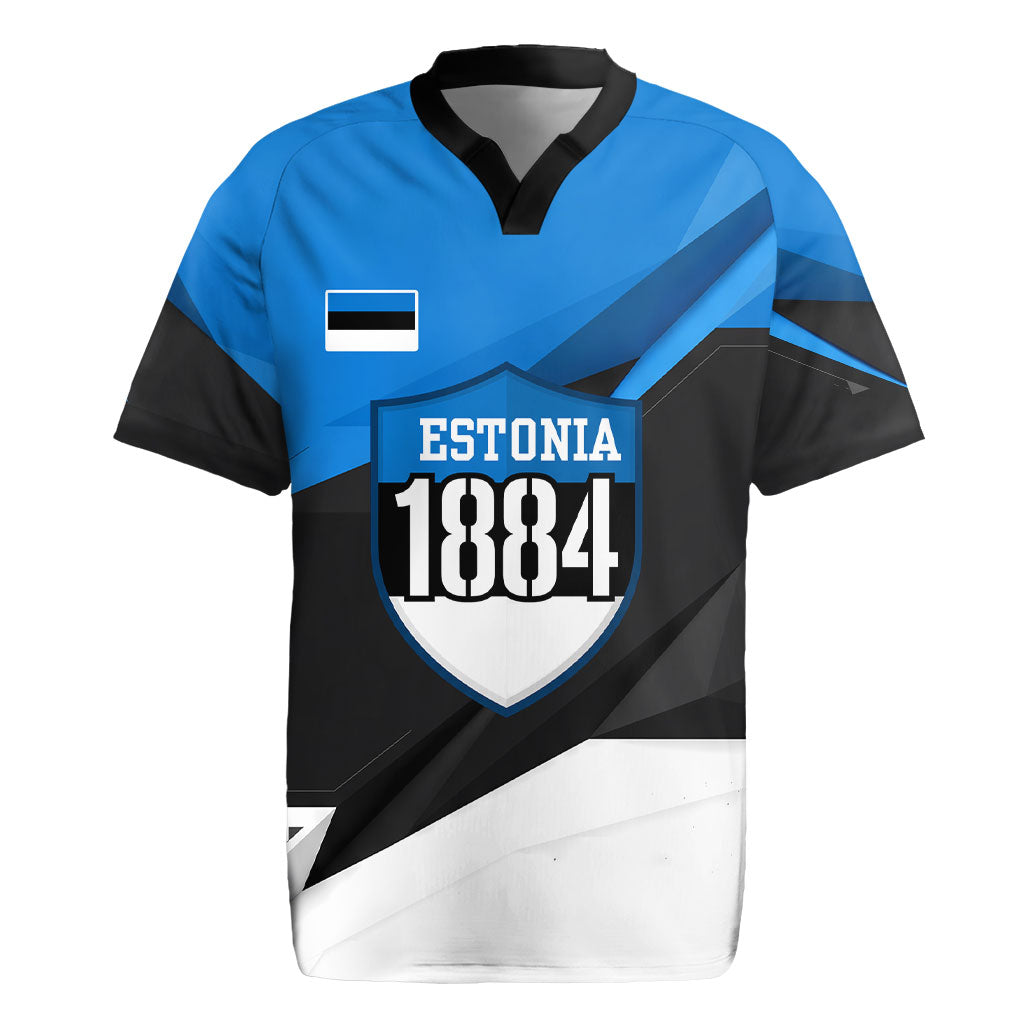 Estonia Flag 1884 Freedom Rugby Jersey Geometric Lion Crest National Pride
