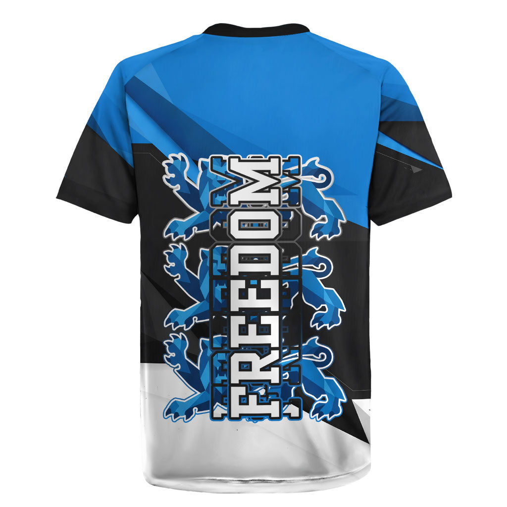 Estonia Flag 1884 Freedom Rugby Jersey Geometric Lion Crest National Pride