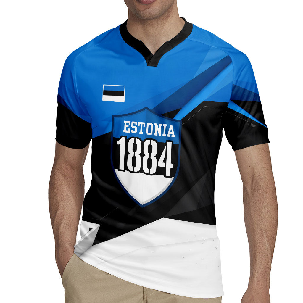 Estonia Flag 1884 Freedom Rugby Jersey Geometric Lion Crest National Pride