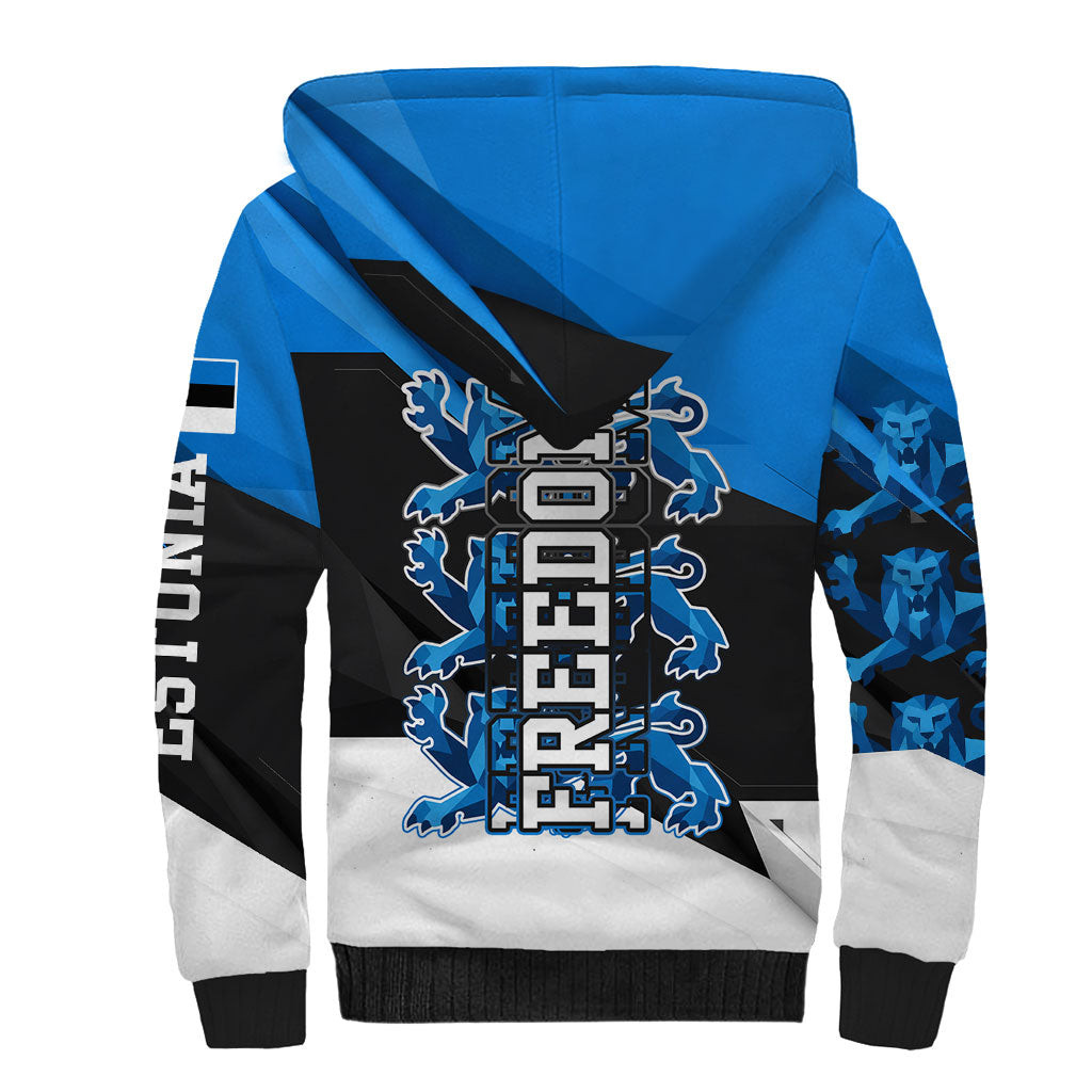 Estonia Flag 1884 Freedom Sherpa Hoodie Geometric Lion Crest National Pride