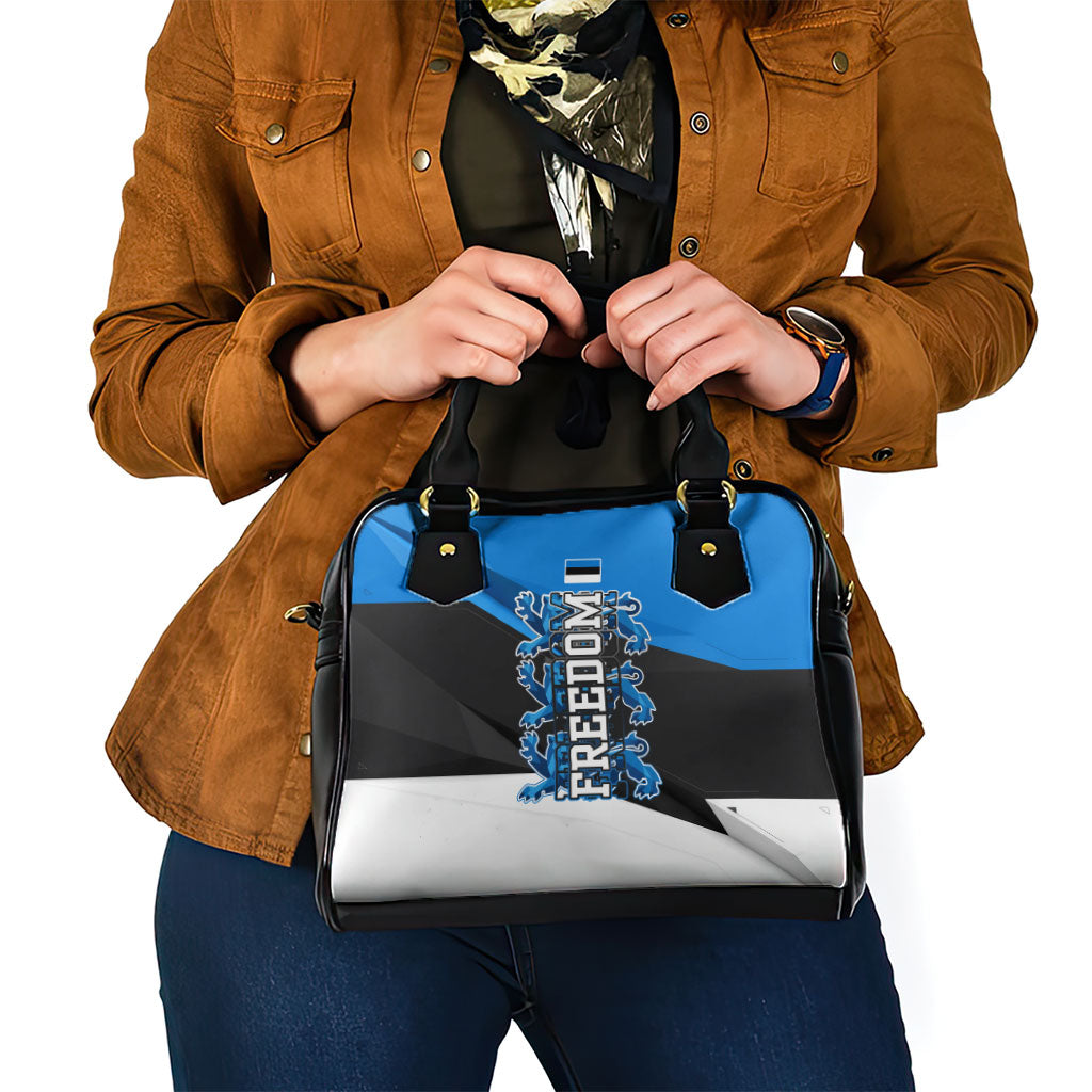 Estonia Flag 1884 Freedom Shoulder Handbag Geometric Lion Crest National Pride
