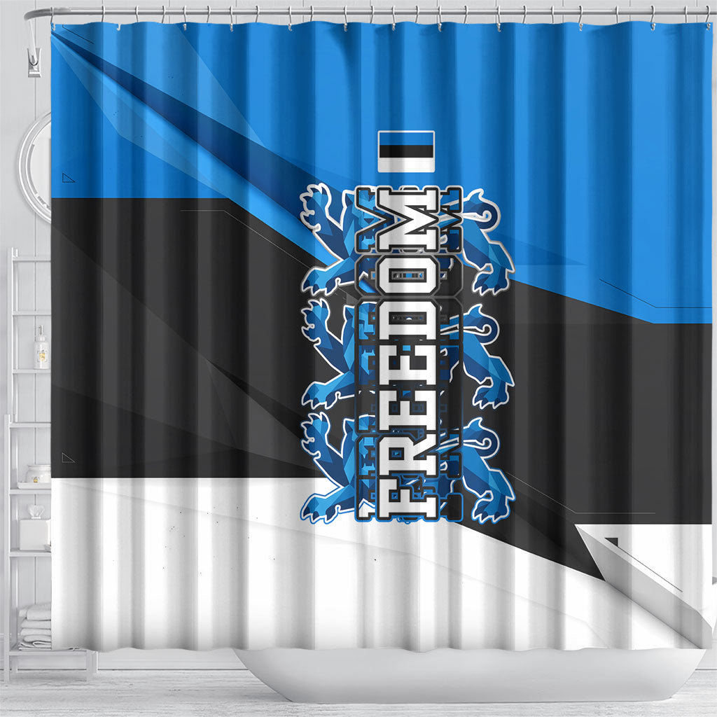 Estonia Flag 1884 Freedom Shower Curtain Geometric Lion Crest National Pride