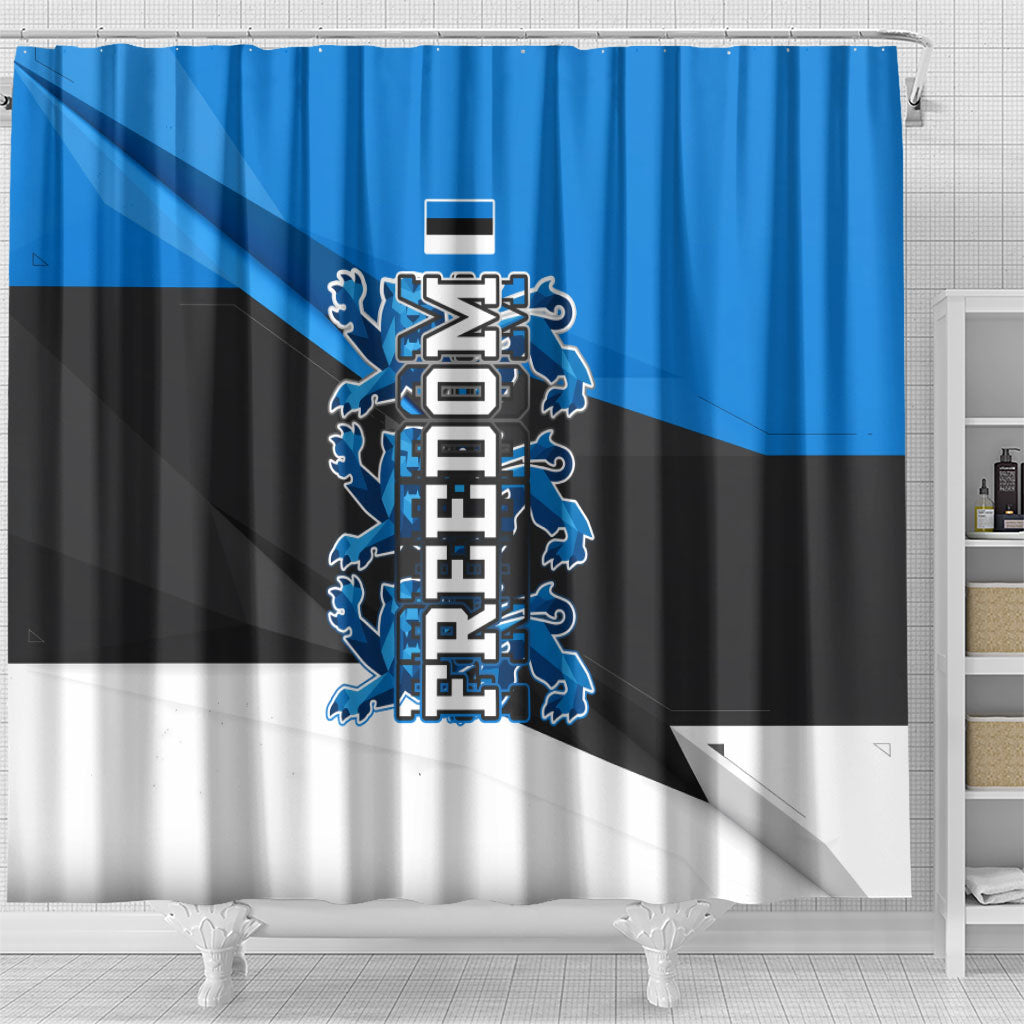 Estonia Flag 1884 Freedom Shower Curtain Geometric Lion Crest National Pride