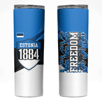 Estonia Flag 1884 Freedom Skinny Tumbler Geometric Lion Crest National Pride