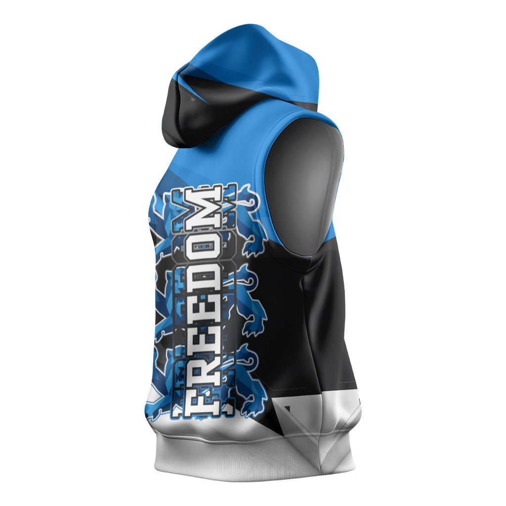 Estonia Flag 1884 Freedom Sleeveless Hoodie Geometric Lion Crest National Pride