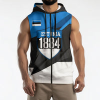 Estonia Flag 1884 Freedom Sleeveless Zip Hoodie Geometric Lion Crest National Pride