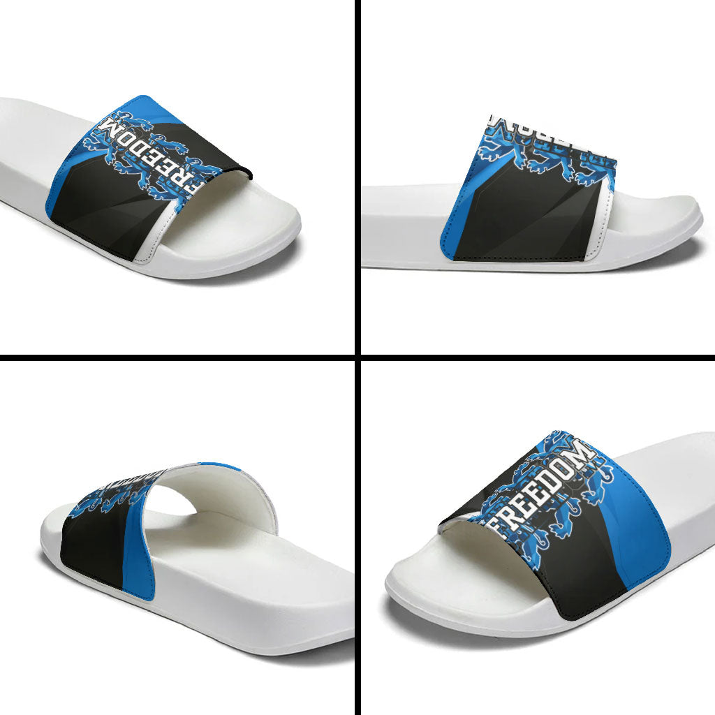 Estonia Flag 1884 Freedom Slide Sandals Geometric Lion Crest National Pride