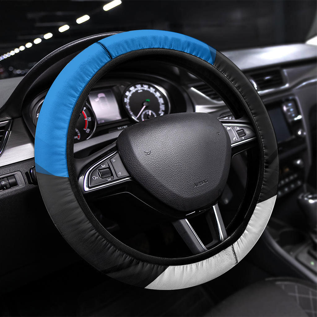 Estonia Flag 1884 Freedom Steering Wheel Cover Geometric Lion Crest National Pride