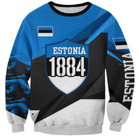 Estonia Flag 1884 Freedom Sweatshirt Geometric Lion Crest National Pride