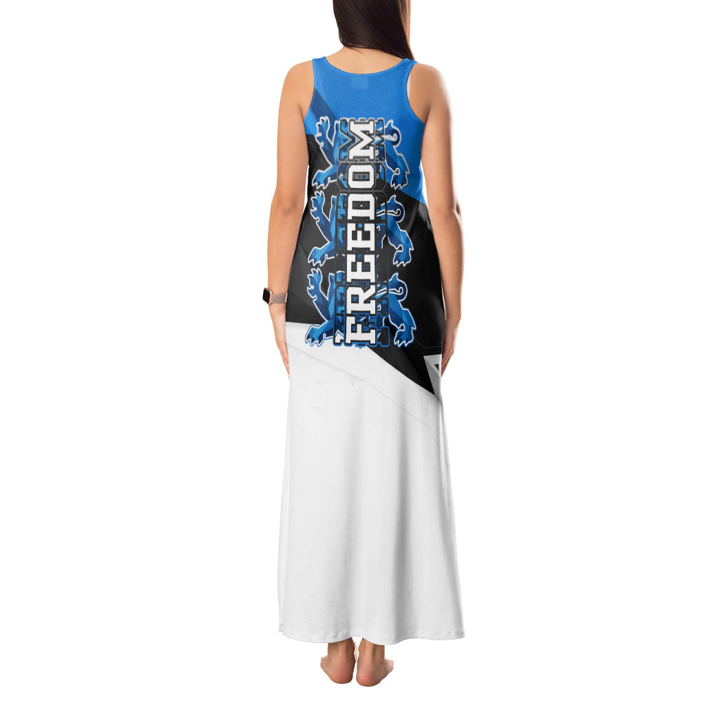 Estonia Flag 1884 Freedom Tank Maxi Dress Geometric Lion Crest National Pride