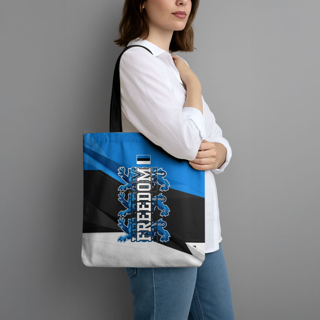 Estonia Flag 1884 Freedom Tote Bag Geometric Lion Crest National Pride