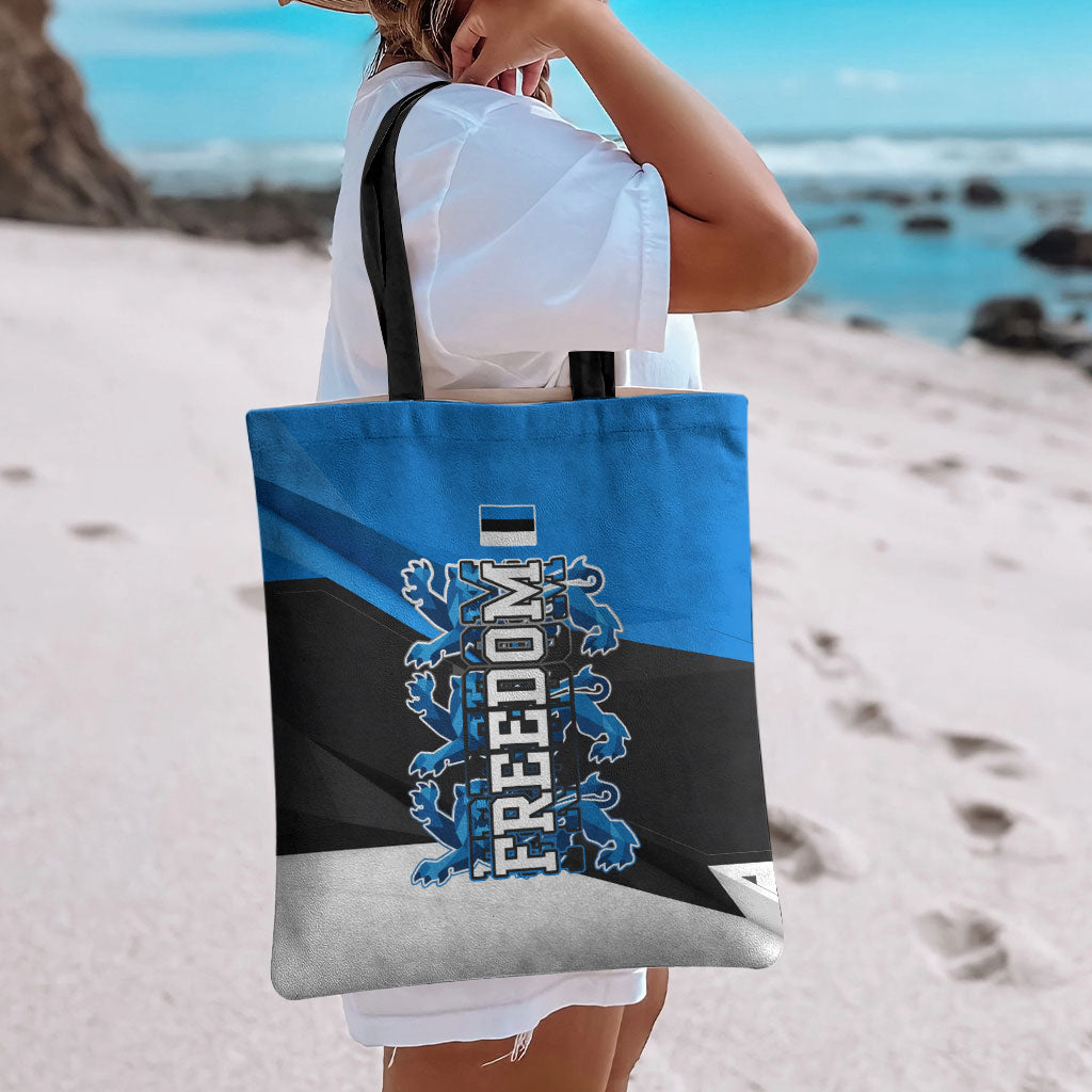 Estonia Flag 1884 Freedom Tote Bag Geometric Lion Crest National Pride