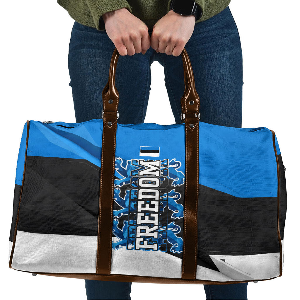 Estonia Flag 1884 Freedom Travel Bag Geometric Lion Crest National Pride