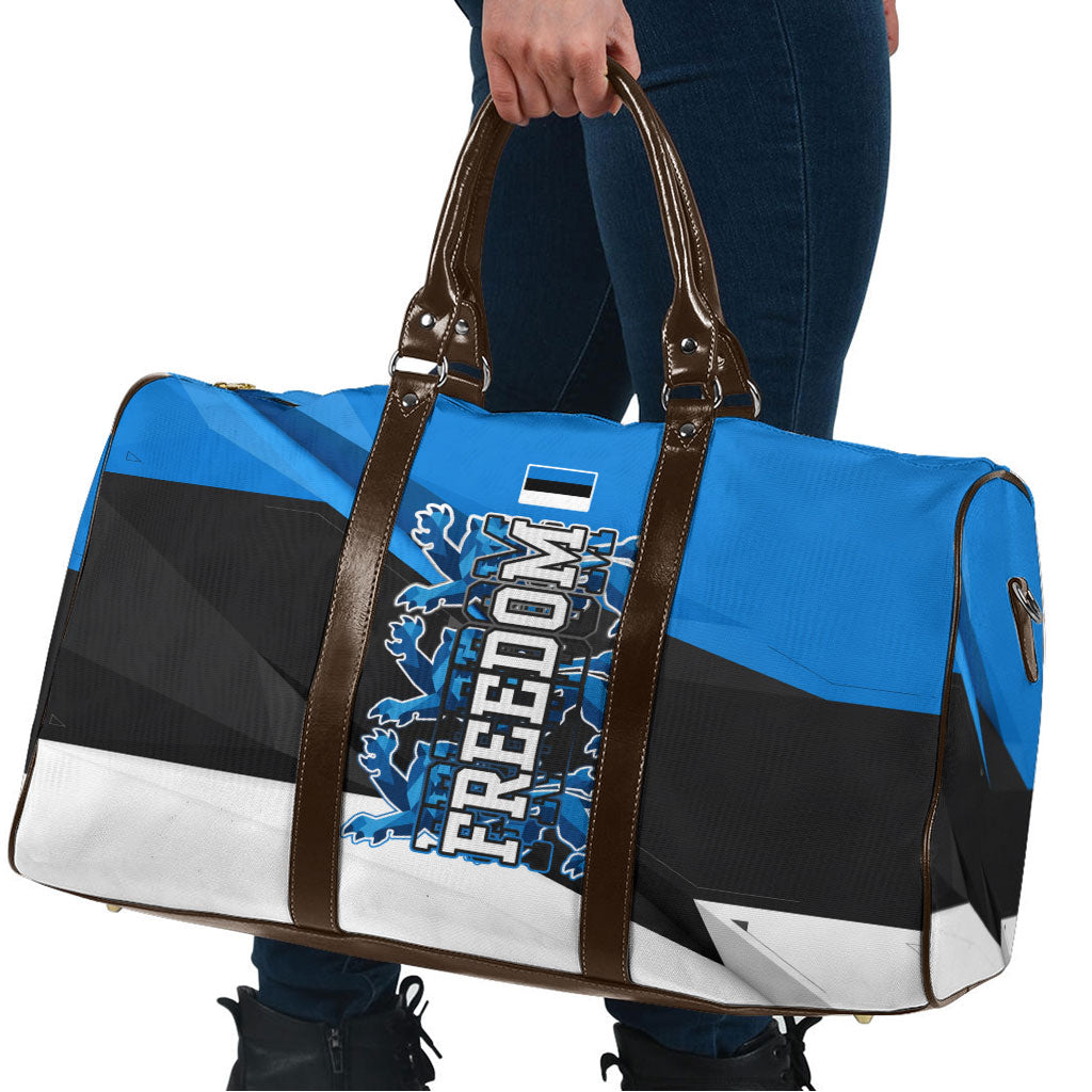 Estonia Flag 1884 Freedom Travel Bag Geometric Lion Crest National Pride