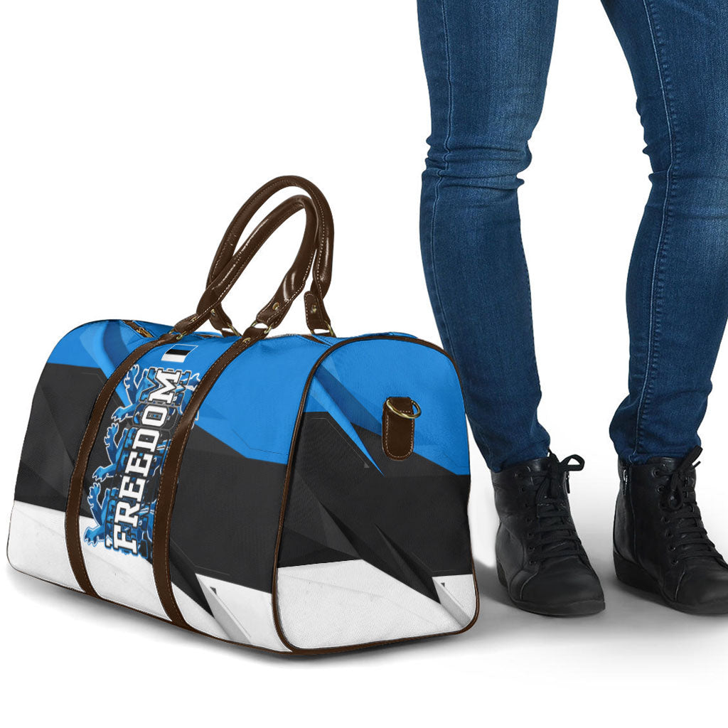 Estonia Flag 1884 Freedom Travel Bag Geometric Lion Crest National Pride