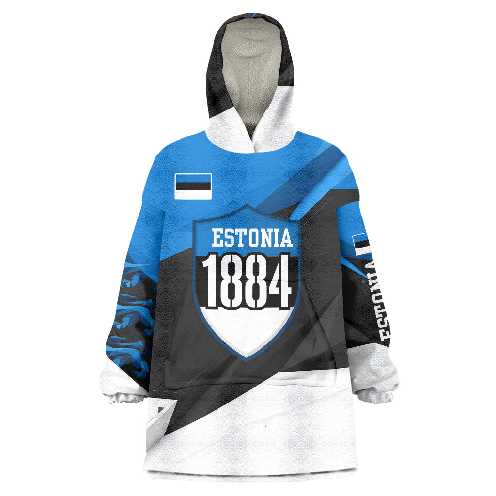 Estonia Flag 1884 Freedom Wearable Blanket Hoodie Geometric Lion Crest National Pride