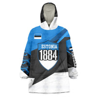 Estonia Flag 1884 Freedom Wearable Blanket Hoodie Geometric Lion Crest National Pride