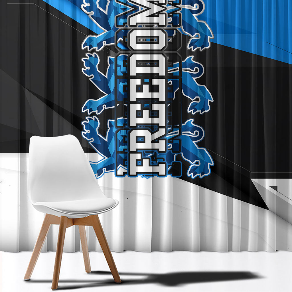 Estonia Flag 1884 Freedom Window Curtain Geometric Lion Crest National Pride
