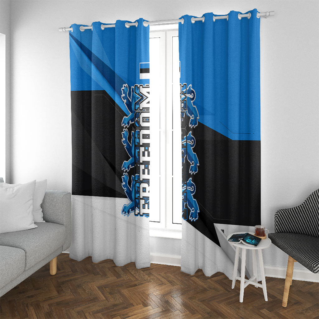 Estonia Flag 1884 Freedom Window Curtain Geometric Lion Crest National Pride