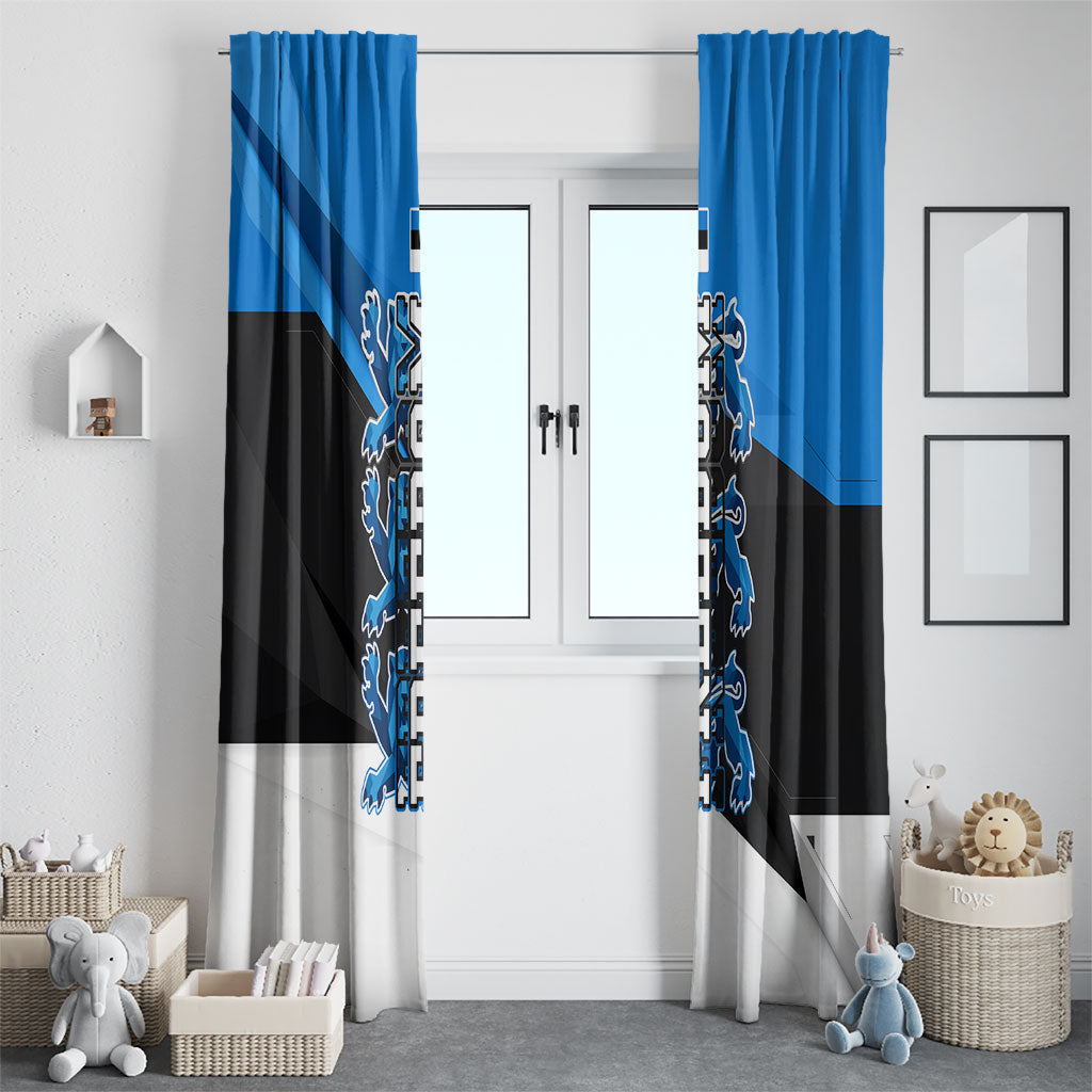 Estonia Flag 1884 Freedom Window Curtain Geometric Lion Crest National Pride
