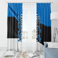 Estonia Flag 1884 Freedom Window Curtain Geometric Lion Crest National Pride