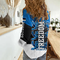 Estonia Flag 1884 Freedom Women Casual Shirt Geometric Lion Crest National Pride