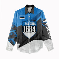Estonia Flag 1884 Freedom Women Casual Shirt Geometric Lion Crest National Pride