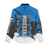 Estonia Flag 1884 Freedom Women Casual Shirt Geometric Lion Crest National Pride