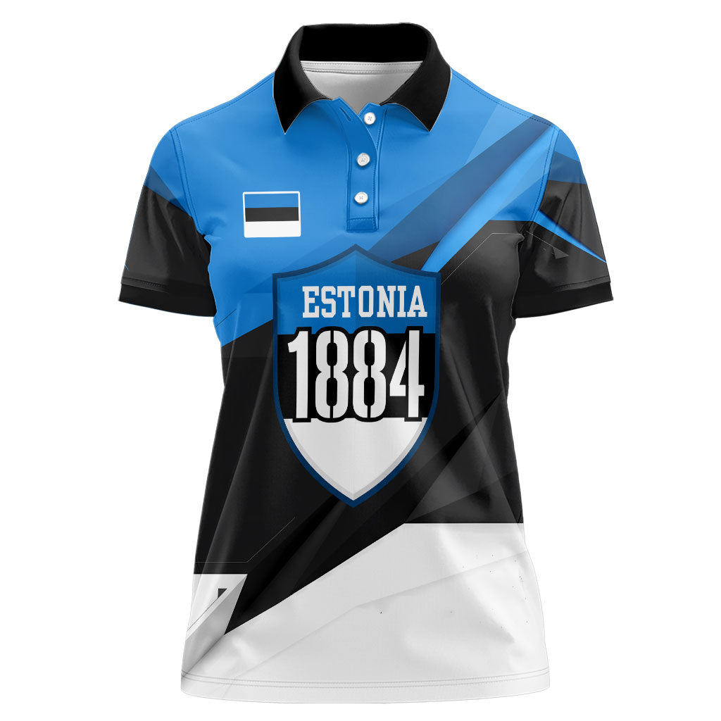 Estonia Flag 1884 Freedom Women Polo Shirt Geometric Lion Crest National Pride