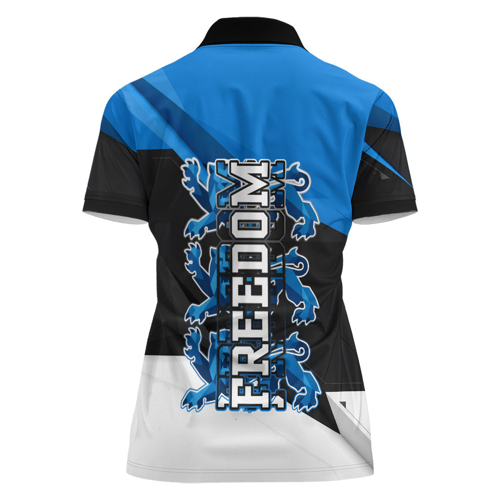 Estonia Flag 1884 Freedom Women Polo Shirt Geometric Lion Crest National Pride
