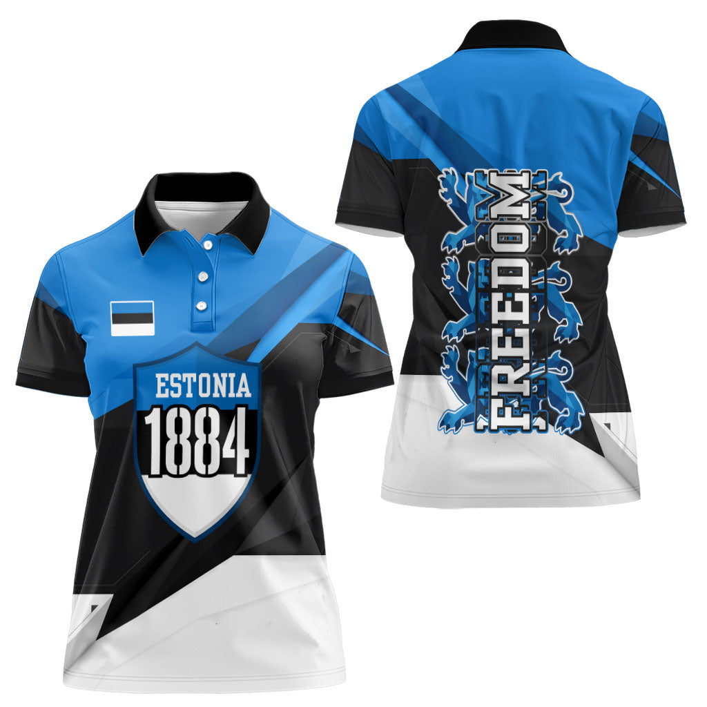 Estonia Flag 1884 Freedom Women Polo Shirt Geometric Lion Crest National Pride