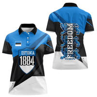 Estonia Flag 1884 Freedom Women Polo Shirt Geometric Lion Crest National Pride