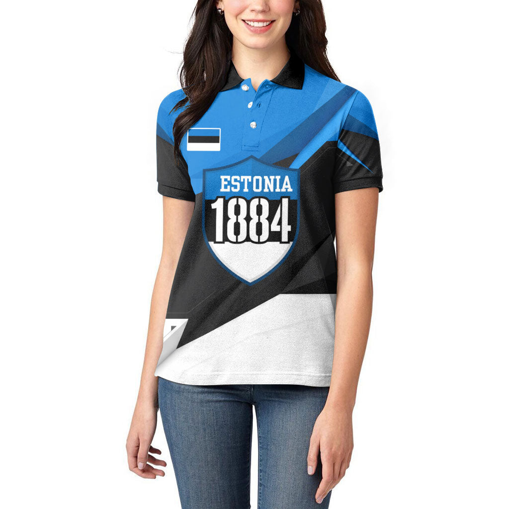 Estonia Flag 1884 Freedom Women Polo Shirt Geometric Lion Crest National Pride
